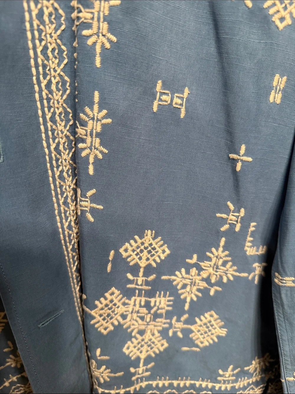 Banana Republic Blue Button-Down Shirt with White Embroidery